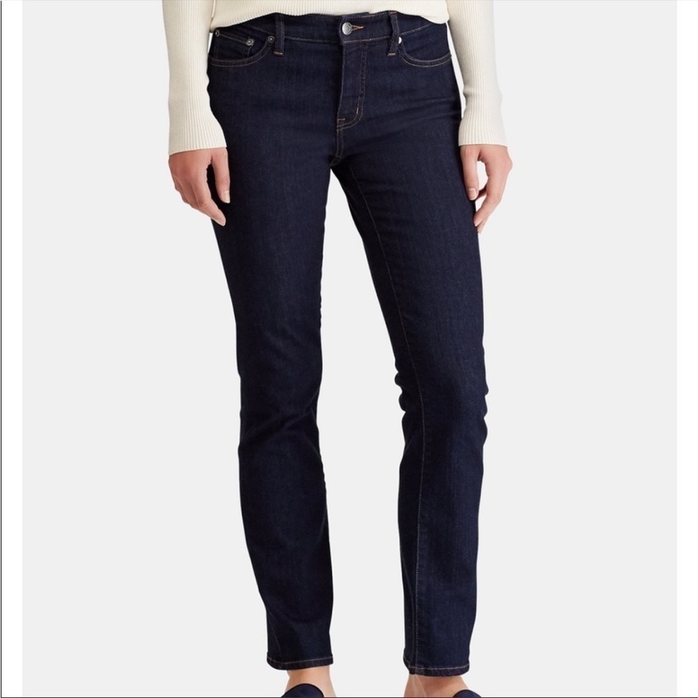 Lauren Ralph Lauren Super Stretch Mid-Rise Straight Leg Jeans Navy Size 18W New!